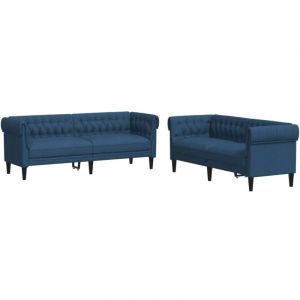 vidaXL Ensemble de canapés 2 pcs bleu tissu