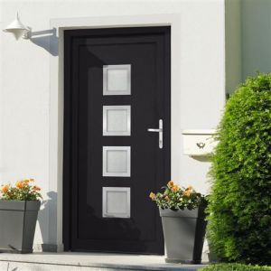VidaXL Porte d'entrée anthracite 98x190 cm PVC, porte, porte en PVC,, porte d'entrée, porte d'entrée en PVC