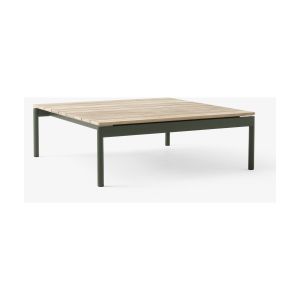 &tradition Table basse de jardin carrée en bois de teck et acier vert bronze 90x90x30cm Ville AV