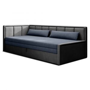 Canapé droit convertible 3 places en velours gris foncé