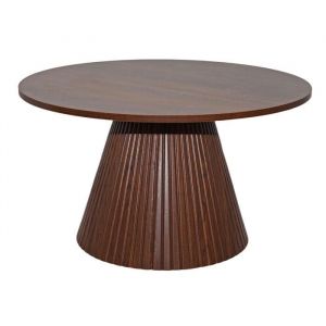 Oviala Table basse ronde 80 cm moderne effet bois foncé
