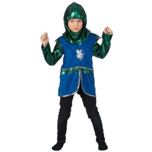 Ruedelafete D&eacute;guisement Chevalier Dragon bleu m&eacute;di&eacute;val 140cm, 9-11 ans