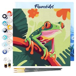 Mini peinture au numéro : Rainette Tropicale aux Yeux Rouges - toile tendue sur chassis