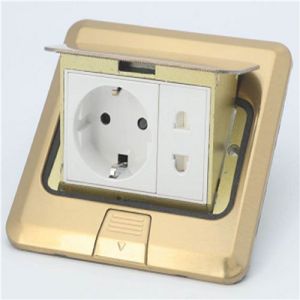 TechBrey Base Multiple Encastrable 1 Prise Type F + 1xT8 Argent&eacute;