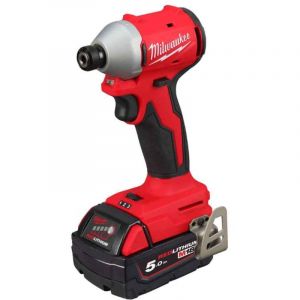 Milwaukee Visseuse &agrave; chocs 1/4' Hex brushless, 18V, 5,0Ah