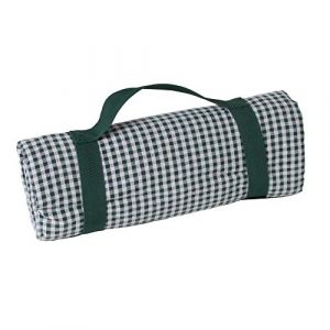 Les Jardins de la Comtesse Nappe de Picnic Carrée Vichy Vert Foncé - Coton et Revers Etanche Polyester - 140x140cm - 2/4 Personnes - Tapis/Couverture de Picnic Pliable et livrée avec Porte-Nappe