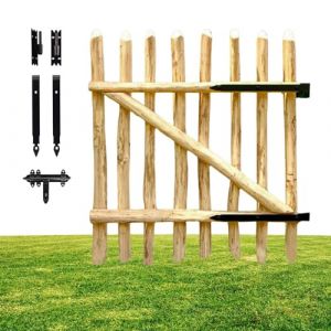 Floranica Portail de Jardin portillon en bois hazel clôture portail charnières et accessoires Largeur Entre Piquets 6-9 cm [70 cm]