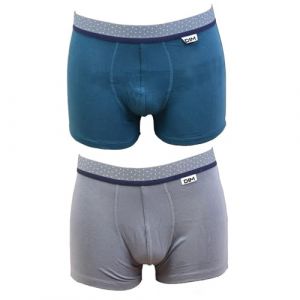 Boxer Dim Homme En Coton Stretch Ultra Confort -Assortiment Modèles Photos Selon Arrivages- Pack De 2 Boxers Gris/Vert Canard Pois