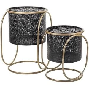 Set of Planters Alexandra House Living Black Metal Iron 26 x 178 x 26 cm 2 Pieces