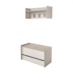 Dmora - Meuble d'entrée Dap Chêne, Blanc 90x40h46 cm