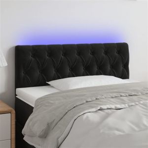 VidaXL Tête de Lit à LED Meuble de Chambre à Coucher Accessoire de Lit Simple Tête de Cadre de Lit Intérieur Noir 100x7x78/88 cm Velours