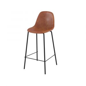 Chaise pour îlot central en cuir synthétique camel 65 cm - HENRIK