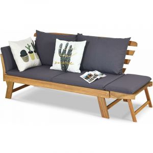 Canapé-lit de jardin extensible 2 places gris