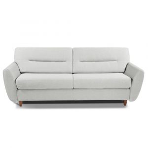 Image de Italian Spirit Canapé convertible COPENHAGUE matelas 15cm système rapido sommier lattes 120cm cuir vachette recyclé blanc cassé