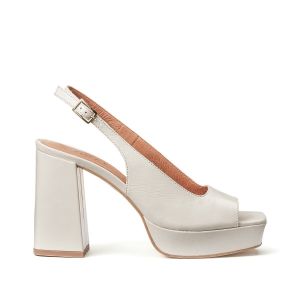 Image de Jonak Sandales cuir à talon slingback Vlad Ecru - Taille 36;37;38;39;40;41