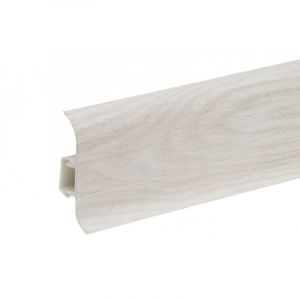 Monmobilierdesign Lot de 50 Plinthes goulotte passe-câble pvc 59 mm - 1,10 m avec angles raccords et butées Chêne d'aspen