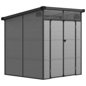 Outsunny Abri de jardin en polypropyl&egrave;ne 3,24 m&sup2; - 190 x 191 x 215 cm - 2 fen&ecirc;tres, 2 portes - gris