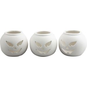 Creotime Bougeoir en terre cuite - Citrouille d'Halloween - 9 x 7,5 cm