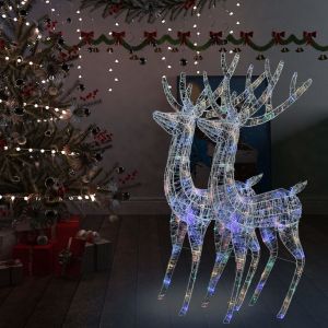 VidaXL Rennes de Noël XXL Acrylique 250 LED 2 pcs 180 cm Multicolore