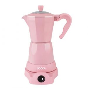 Jocca Cafeti&egrave;re italienne &eacute;lectrique rose | 6 tasses | Base rotative &agrave; 360&deg; | Syst&egrave;me maintient au chaud | Poign&eacute;e au toucher froid | 480 W sans fil