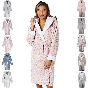 Light & Shade Pretty Woman PWB7065 Peignoir à capuche ultra-doux pour dames avec motif étoilé, rose, S/M