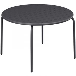 Table ronde de jardin D.130 cm en m&eacute;tal - Gris fonc&eacute; - MIRMANDE de MYLIA