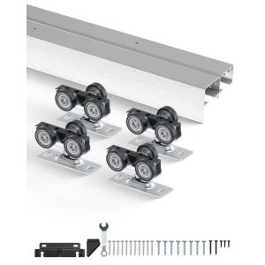 VEVOR Kit quincaillerie pour porte coulissante 1828 mm, kit rail pour porte de placard coulissante robuste en alliage d'alu avec poignées à doigts, pour système 2 portes, pour épaisseur porte 35-45 mm