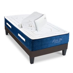Ensemble Matelas Dolce Vita Ressorts Accueil mémoire + sommier gris + accessoires-90 x 200 cm