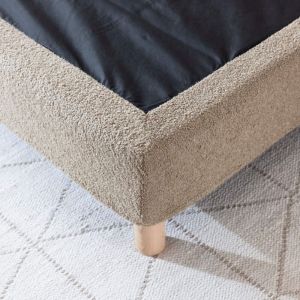 Terre de Nuit Cache-sommier bouclette intégral beige 180x200 - Boucletta