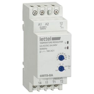 LETTEL - Thermostat mode chauffage à 1 point de consigne de 0 à +40°C, 1 relais NO/NF 16A - CRT2-2A