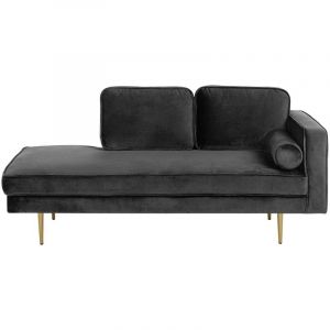 Beliani Chaise longue en velours noir côté droit MIRAMAS