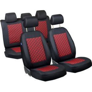 HOUSSES DE SIEGE POUR DACIA SANDERO - Ensemble De Housses - Premium Noir Rouge Effet 3D