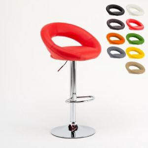 Superstool - Tabouret haut bar cuisine fixe pivotant réglable en hauteur avec repose-pieds Chicago, Couleur: Rouge