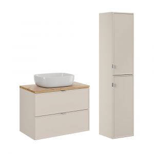 Ensemble meuble simple vasque 80cm et colonne Alba Cachemire