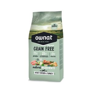 Ownat Croquettes Chien Grain Free Prime Adulte sans céréales Dinde & Poulet 3kg