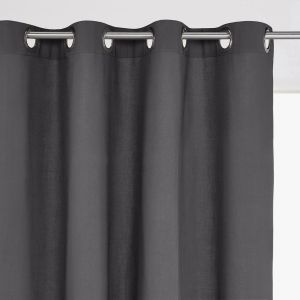 Rideau œillets pur coton, Scenario Gris Foncé aille 260X135 cm;180X135 cm;350X135 cm;220x135 cm