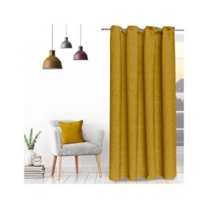 Soleil d'Ocre Rideau oeillets en velours VELVET ocre, par