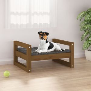 VidaXL Lit pour chien Marron miel 55,5x45,5x28 cm Bois de pin solide marron miel