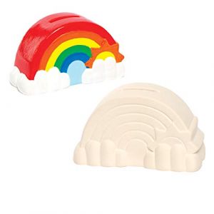 Baker Ross Tirelires en c&eacute;ramique arc-en-ciel &agrave; peindre pour d&eacute;corer et afficher les enfants - Cr&eacute;ations en porcelaine cr&eacute;ative pour enfants (bo&icirc;te de 2)