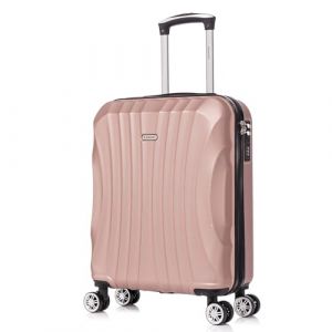 RAYKONG Valise cabine ABS 55x40x20cm (44L) Petites valises de voyage légères 20 pouces - (RK03|Rose dorée)