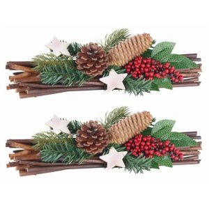 Britesta : 2 d&eacute;corations de No&euml;l naturelle 30 cm faite main