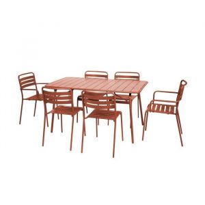Table de jardin pliante métal 2 fauteuils 4 chaises terracotta