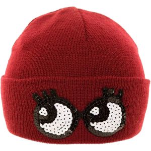 Image de Bonnet &agrave; motif paillet&eacute; - Femme (Taille unique) (Bordeaux) - UTHA495