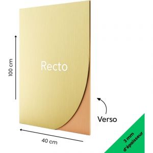 Signaletique.biz France - Panneau aluminium composite or miroir 400x1000 mm &ndash; &Eacute;paisseur 3 mm &ndash; Plaque rigide d&eacute;co ou pro, int&eacute;rieur/ext&eacute;rieur