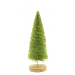 Ruedelafete Sapin sur rondin bois 24cm, Vert clair