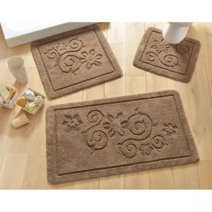 Tapis de bain motif arabesques 1500gm&sup2; - Beige