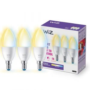 WIZ Lampe LED E14 intelligente en pack de 3-40W, avec nuances de blanc, WLAN/Bluetooth, contrôle vocal/app, fonctionne avec Google Home, Alexa et HomeKit
