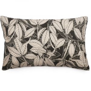 Linnea Housse de coussin en lin lavé imprimé végétal doublé coton lavé uni helios 40x60 cm