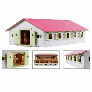 Van manen 610188 Globe Farming - Centre équestre avec 9 Boxes pour Chevaux, en Bois, avec Toit Pliable, Rose