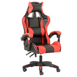 Baroni Home Chaise de Gaming, Chase de Jeux Ergonomique Chaise de Bureau avec Confortable Dossier réglable, Appui-tête et Soutien Lombaire, Rouge